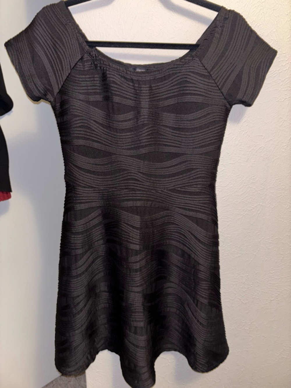 Forever 21 Black Textured Wave Mini Dress